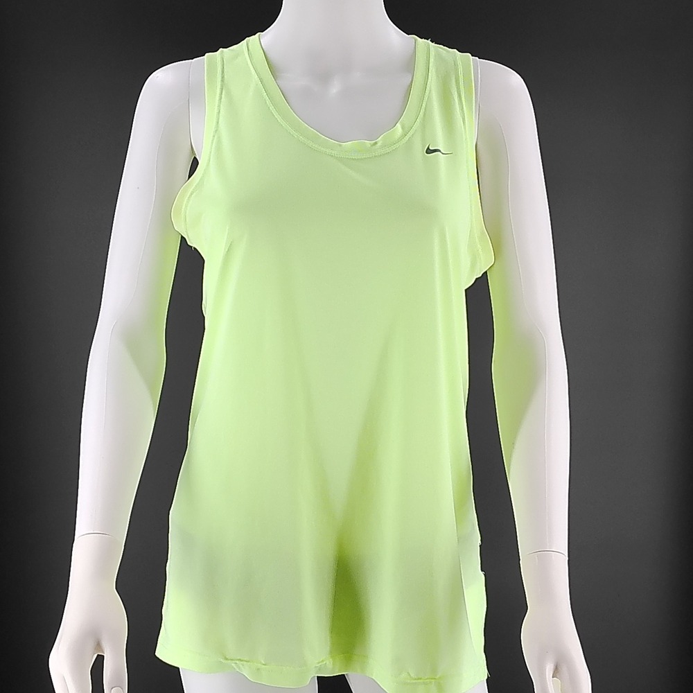 Nike Dri-FIT Womens Tank Top Neon Lime Green Running Gym Shirt 405657-340